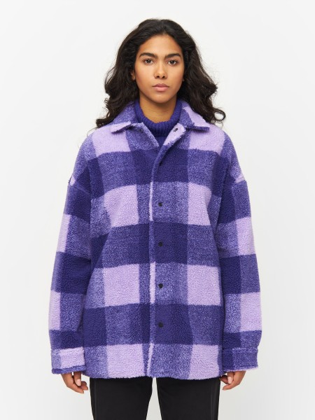 KnowledgeCotton Apparel - Checked Teddy Overshirt - Violet Tulip