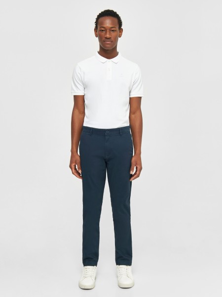 KnowledgeCotton Apparel - LUCA slim twill chino pants - Total Eclipse