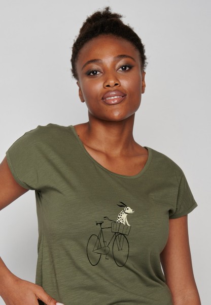 GREENBOMB - Bike Dog Basket - Cool - Dirty Olive - T-Shirt aus Baumwolle (kbA)