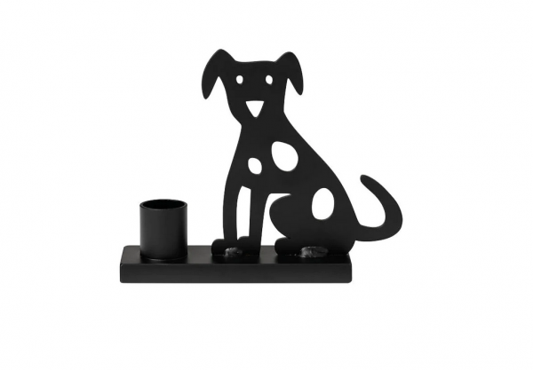 BENGT & LOTTA - Sitting Dog - big candle holder - black