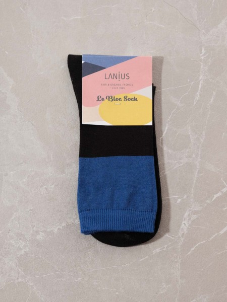 LANIUS - Socken aus Bio-Baumwolle - lagoon blue/black