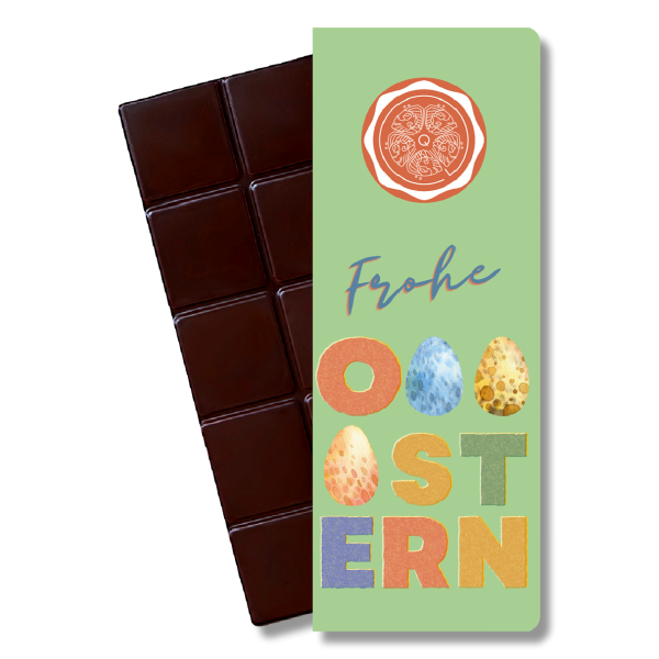 CHOCQLATE - Bio Osterschokolade PUR 60% "Frohe Ostern" grün