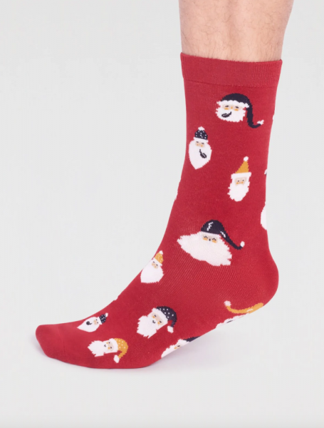 thought - Alfredo Bamboo Christmas Snowman Socken - bright red Socken - Größe 41-45