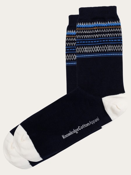 KnowledgeCotton Apparel - Single Pack Striped Sock - Blue Stripe