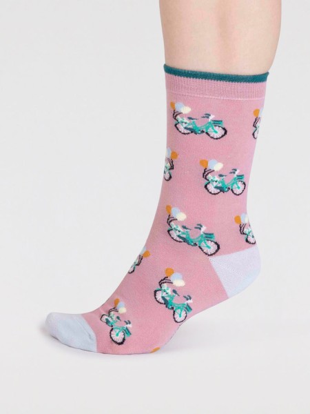 thought - Akia Organic Cotton Bike Socken - Pink - Größe 38-41