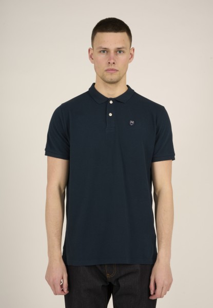 KnowledgeCotton Apparel - Basic badge polo - Total Eclipse