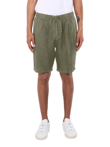 KnowledgeCotton Apparel - Loose Linen shorts - Burned Olive