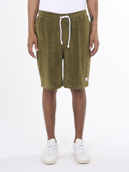 KnowledgeCotton Apparel - Casual terry shorts - Burned Olive