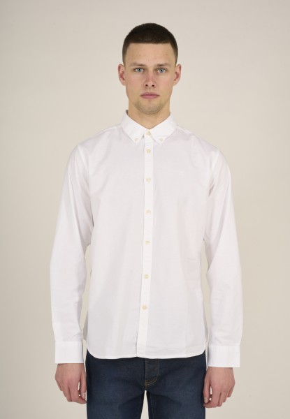 KnowledgeCotton Apparel - Small owl oxford custom tailored shirt - Bright White
