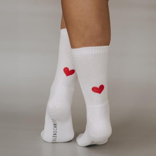 EULENSCHNITT - Socken Herz rot