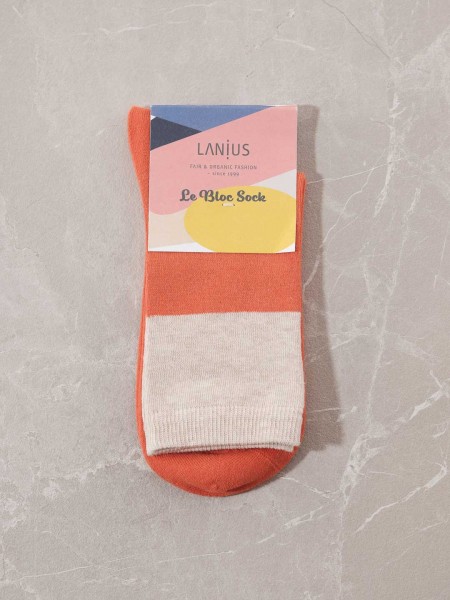 LANIUS - Socken aus Bio-Baumwolle - rose melange/orange