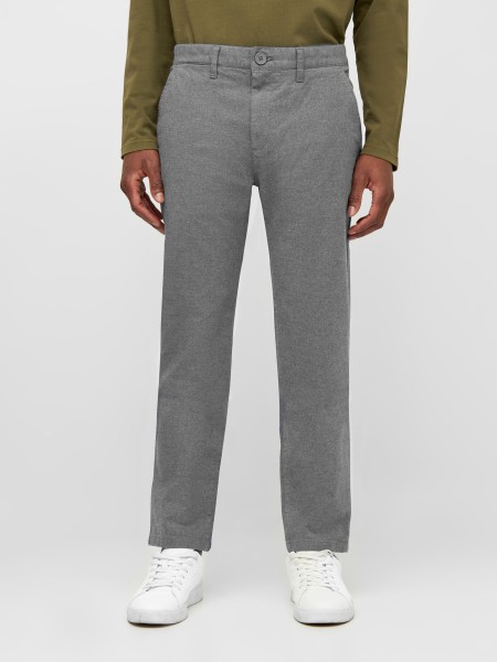 KnowledgeCotton Apparel - CHUCK regular flannel chino pants - Dark Grey Melange