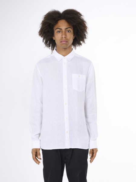 KnowledgeCotton Apparel - Custom fit linen shirt - Bright White