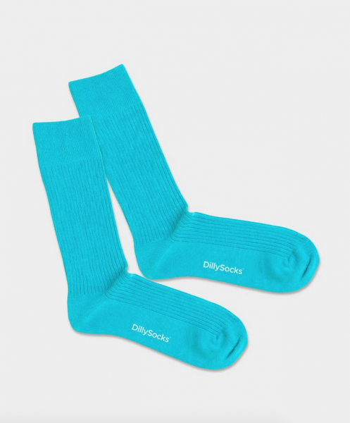 DillySocks - Ribbed Shiny Turquoise