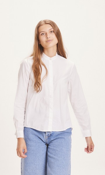 KnowledgeCotton Apparel - JACINTA stand collar A-shape shirt - Bright White