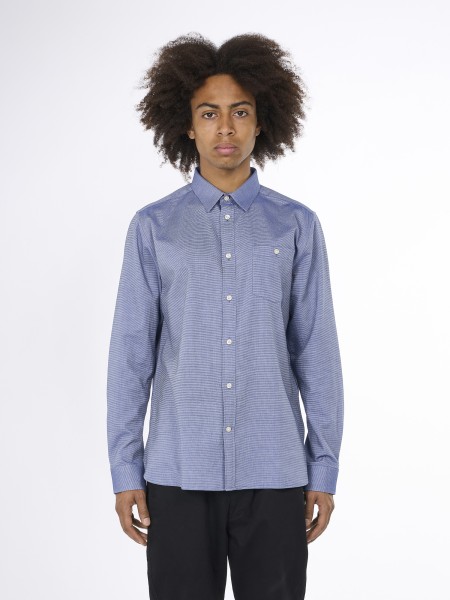 KnowledgeCotton Apparel - Costum fit pepita checkered shirt - Blue Check