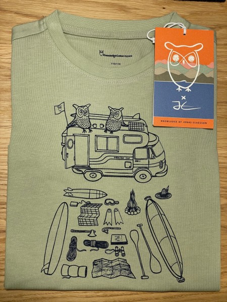 KnowledgeCotton Apparel - Road trip printed T-shirt - Swamp