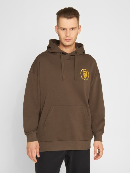 KnowledgeCotton Apparel - Hoodie Loose Fit - Urskog embr at chest - Cub