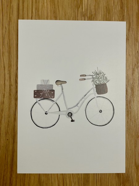 EULENSCHNITT - Postkarte Aquarell Christmas Bicycle