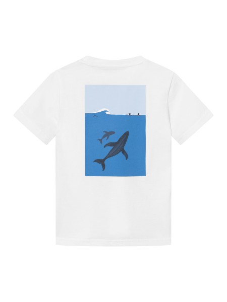 KnowledgeCotton Apparel - Whale back print T-Shirt - Bright White
