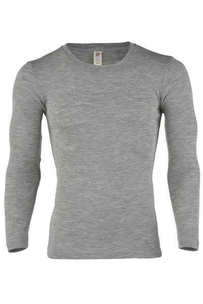 ENGEL - Herren-Shirt, mit langem Arm - 70% Schurwolle (kbT), 30% Seide - hellgrau mélange