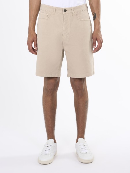 KnowledgeCotton Apparel - Loose 5-pocket canvas twill shorts - Light feather gray