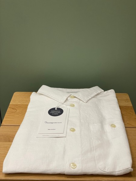 KnowledgeCotton Apparel - Linen custom fit LS shirt - Bright White