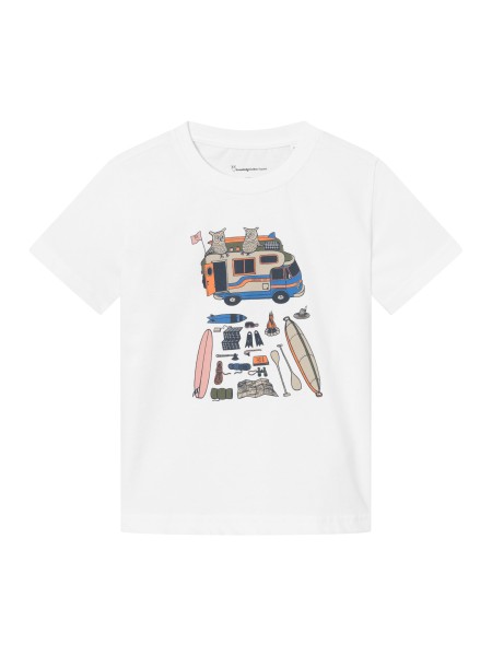 KnowledgeCotton Apparel - Road trip printed T-shirt - Bright White