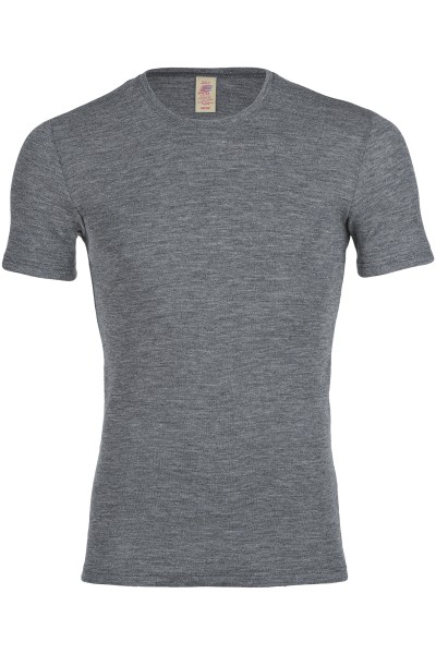 ENGEL - Herren-Shirt, mit kurzem Arm - Feinripp - 100% Schurwolle (kbT) - schiefer
