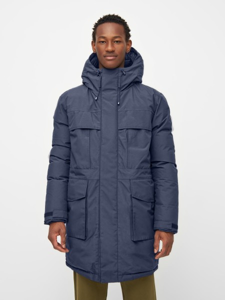 KnowledgeCotton Apparel - APEX CANVAS™ long padded coat - Total Eclipse