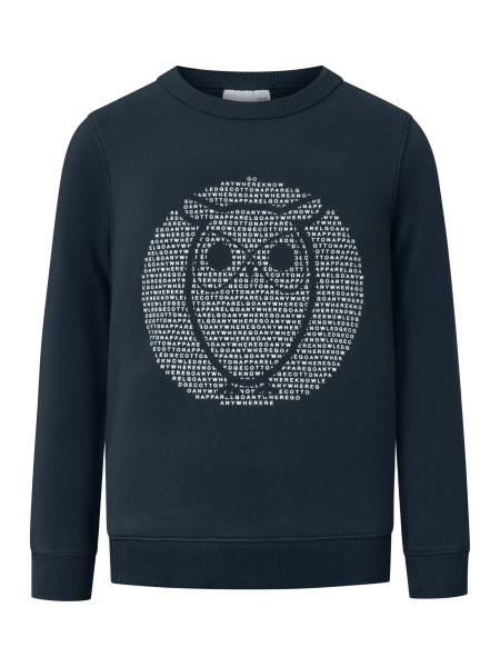 KnowledgeCotton Apparel - Sweat with big owl print - Total Eclipse