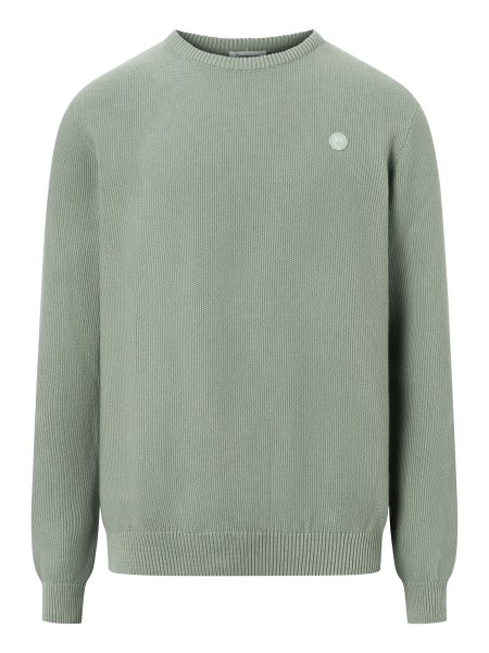 KnowledgeCotton Apparel - Pique badge knit o-neck - Lily Pad
